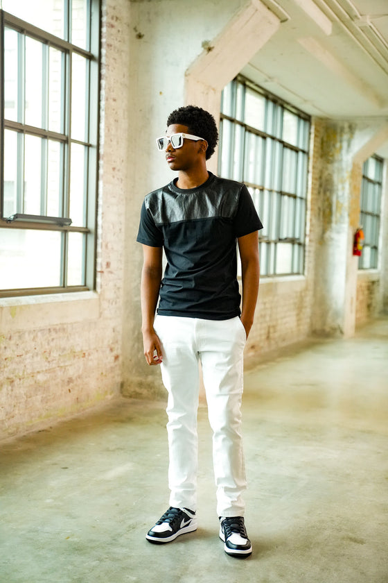 Leather Accent Shirt (Noir)