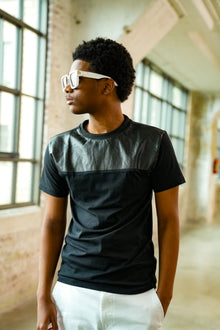  Leather Accent Shirt (Noir)