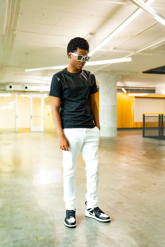 Leather Accent Shirt (Noir)