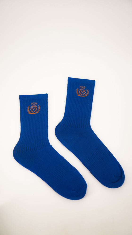 Royal Blue Crest Socks (Orange)